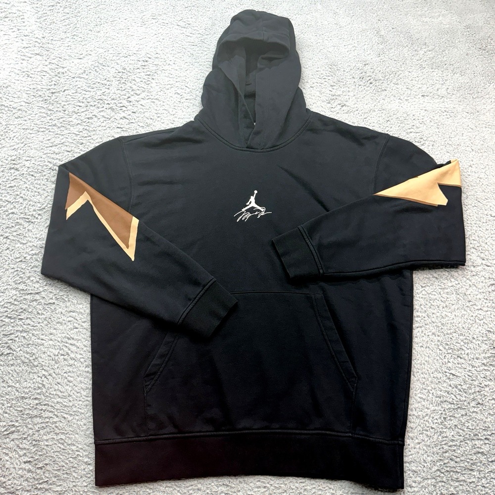 Air Jordan Essentials Graphic Hoodie Mens L Black Nike Embroidered Streetwear